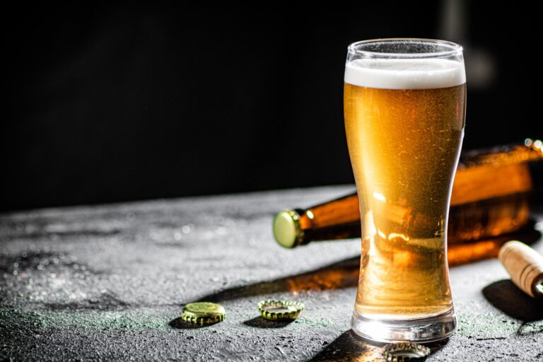 Glass with beer .