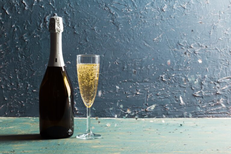 Glasses and bottle of champagne